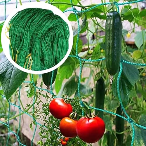 MIKONI Ranknetz - Vaktop Gurkennetz mit 50 Pflanzenbinder, Rankgitter für Gurken, Pflanzennetz mit großer Maschenweite - Rankhilfe für Gurken, Tomaten, Kletterpflanzen (1,8 x 2,7 m) von MIKONI