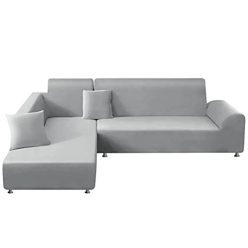 MINGPINHUIUS Sofa Überzug L Form, 2-teilig 3 Sitzer Stretch Sofabezug mit 2pcs Kissenbezug geeignet für Ecksofa,L Förmig Sofa von MINGPINHUIUS