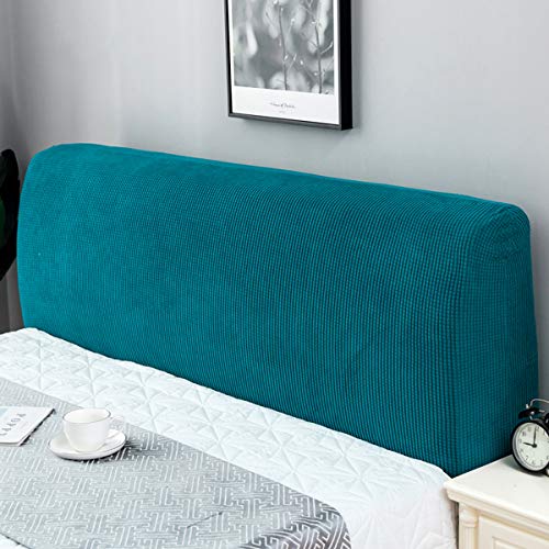 MINGPINHUIUS Stretch-Bett-Kopfteil-Abdeckung, einfarbige elastische Polyester-Bett-Kopf-Schutzhülle, staubdichte Bett-Kopf-Abdeckung für Schlafzimmer (Blau, 1.8M) von MINGPINHUIUS