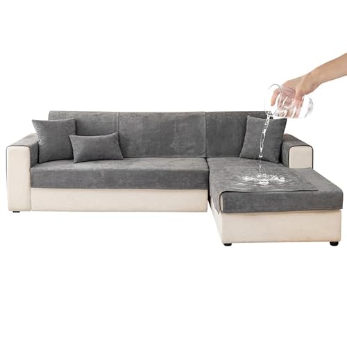 MINGPINHUIUS Wasserdicht Sofabezug Sofa Überwurf 1 2 3 4 Sitzer, Anti-Rutsch Chenille Sofa Sitzkissenbezug, Upgrade Sofabezug L Form Sofaschutz für Ecksofa,Schlafsofa, Liegesofa von MINGPINHUIUS