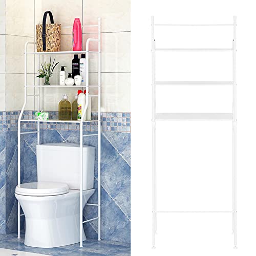 MINGYI Badezimmer-Regal, 3 Ablagen, Aufbewahrungsmöbel, WC oder Waschmaschine, mit 3 Ablagen, Toilettenregal (weiß, 55 × 26 × 165 cm) von MINGYI