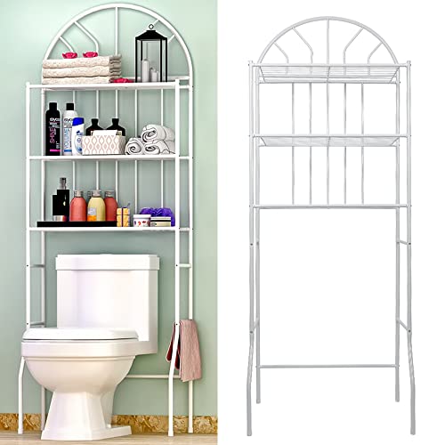 MINGYI Badezimmer-Regal, 3 Ablagen, Aufbewahrungsmöbel, WC oder Waschmaschine, mit 3 Ablagen, Toilettenregal (weiß, 65 × 34 × 178 cm) von MINGYI