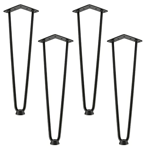 MINGYI Tischbein aus Haarnadel, 4 Stück, Hairpin, Füße Höhe 41 cm, Füße aus Stahl, Schwarz A von MINGYI