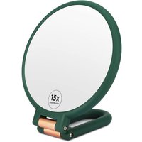 Tragbarer Spiegel, doppelseitiger Kosmetikspiegel mit 1x 15-facher Vergrößerung, professioneller Reisespiegel mit tragbarem Ständer und verstellbarem von MINKUROW