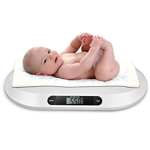 Babywaage Flach Digitalwaage Stillwaage Tierwaage für Neugeborene bis 20kg mit LCD-Display, Tara Funktion, Automatische Abschalt (55cm x 32cm x 2.7cm), Weiß von MINUS ONE