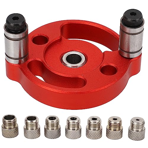 MISNODE Holzbearbeitungs-Lochpositionierer, Aluminiumlegierung, Zimmerei-Locator, Selbstzentrierende Dübelvorrichtung, Einzelloch-Positionierung, Dübelvorrichtung, Locher, Bohrer-Locator für(Rot) von MISNODE