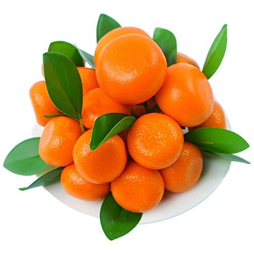 MISNODE Künstliche Mini-Orange, künstliche Orangen mit grünen Blättern, realistische Obst-Orange, 9 Stück von MISNODE