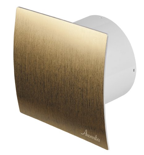 Badlüfter Ø 100 mm Gold gebürstet und Feuchtigkeitssensor/Hygrostat mit Timer/Nachlaufegelung Lüfter Ventilator Deckenlüfter Glas Front Wandlüfter Badventilator Ventilator Einbaulüfter Bad Küche von MKK