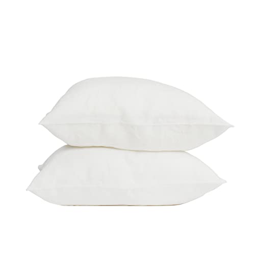 My Linen Home Kissenbezug 50x60 Leinen 2er Set | Hochwertiger Kopfkissenbezug in Weiß | 100% Stonewashed Leinen Bettwäsche | Made in EU | Antiallergisch & Hautverträglich von MLH MY LINEN HOME