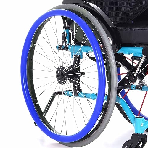 MLQZF 24 Zoll Rollstuhl Greifreifen Abdeckungen, Hinterrad Sportrollstuhlabdeckung, rutschfeste, Verschleißfeste Handschubabdeckung, 1 Paar Silikon-Handschubabdeckung,Blau,24in von MLQZF