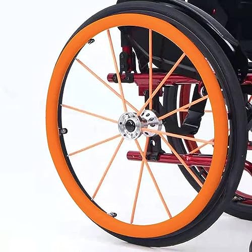 MLQZF 24 Zoll Rollstuhl Greifreifen Abdeckungen, Hinterrad Sportrollstuhlabdeckung, rutschfeste, Verschleißfeste Handschubabdeckung, 1 Paar Silikon-Handschubabdeckung,Orange,24in von MLQZF