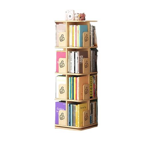 MMOU Drehbares Bücherregal Bewegliches Lagerregal 360-stöckiges Massivholz Quadrat Einfaches Lagerregal Leseständer für Schüler Bilderbuchständer für Zu Hause (Size : 4 Layer) von MMOU