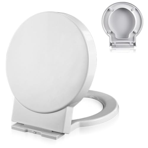 MMUNNA WC-Sitz mit Absenkautomatik, Runden Toilettensitz, O Form Toilettendeckel, Klodeckel, Klobrille aus PP, WC Deckel Toilettenbrille mit Softclose und Quick-Release-Funktion, Weiß, 07E von MMUNNA