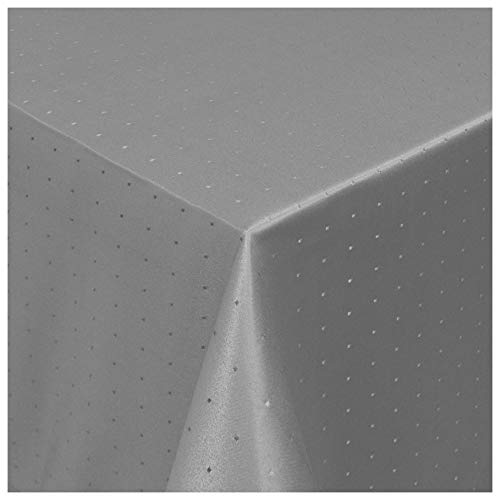 Tischdecke Damast Maßanfertigung im Punkte-Design in Grau eckig 130x100 cm, weitere Farben und Größen wählbar von MODERNO