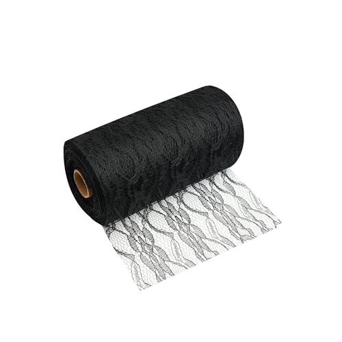 MODERNO Tischläufer Spitzen-Tischband in Schwarz (15 cm x 20 m) hochwertiges Tischdeko-Band für Hochzeiten & Taufen, Festliche Tischdekoration für besondere Anlässe von MODERNO