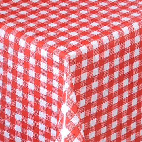 Wachstischdecke Wachstuch Tischdecke Gartentischdecke abwaschbar eckig 220x140 cm kariert Rot Weiss von MODERNO