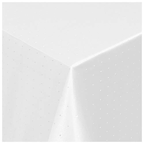 Tischdecke Damast Maßanfertigung im Punkte-Design in Weiss eckig 130x280 cm, weitere Farben und Größen wählbar von MODERNO