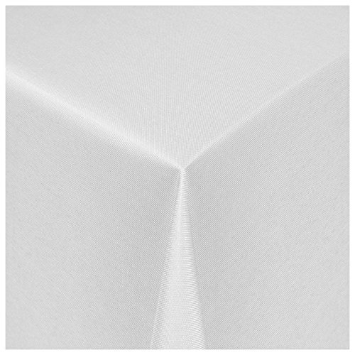 Tischdecke Damast Maßanfertigung im Uni-Design in Weiss eckig 140x240 cm, weitere Farben und Größen wählbar von MODERNO