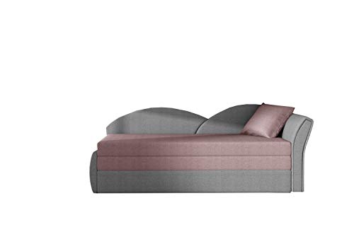 Sofa mit Schlaffunktion und Bettkasten, Couch für Wohnzimmer, Schlafsofa Federkern Sofagarnitur Polstersofa Wohnlandschaft mit Bettfunktion - ARGEA (Rosa+Grau (Malmo 61+Malmo 90), Sofa Rechts) von E-MEUBILAIR