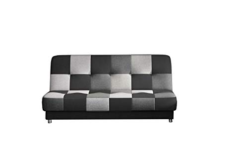 MOEBLO Sofa mit Schlaffunktion und Bettkasten, Couch für Wohnzimmer, Schlafsofa Sofagarnitur Polstersofa Wohnlandschaft - Kaya (Schwarz,Dunkelgrau,Hellgrau (Swana14+05+21)) von E-MEUBILAIR