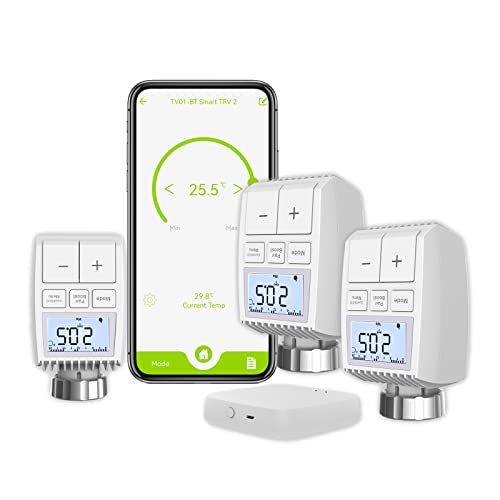 MOES Smart Heizkörper Thermostat, 3 Thermostat Heizkörper mit 1 Hub, Tuya Thermostat Heizung, Intelligenter Heizkörperregler, Kompatibel mit Alexa Google Home von MOES