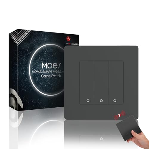 MOES ZigBee Scene Funkschalter,Smart Schalter ohne Installation,MOES ZigBee Hub Erforderlich,3 Gang von MOES