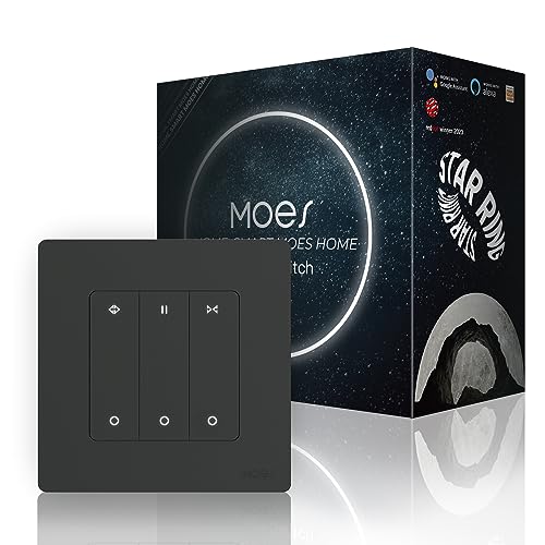 MOES ZigBee Smart Rolladenschalter mit RF Fernbedienung,Erfordert MOES Gateway,Kompatibel mit Alexa und Google Assistant,Grau von MOES