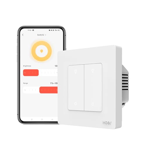 MOES Zigbee Smart Dimmer Lichtschalter,Erfordert Neutralleiter und MOES Zigbee Gateway,LED Wechselschalter Unterputz,kompatibel mit Alexa und Google Home,No kompatibel mit Philips Hue(2 Fach) von MOES