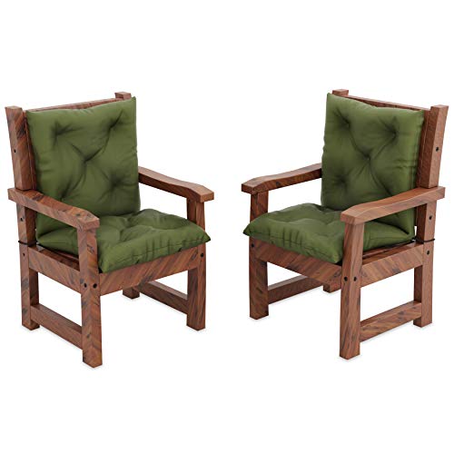 MOLTICO 2er Set Stuhlkissen Sitzkissen und Rückenkissen für Stühle Sessel Wasserdicht - Indoor und Outdoor - 100x50x10 cm - Grün von moto-MOLTICO