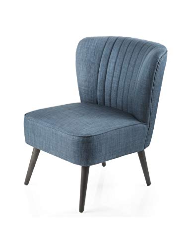 MONTEMAGGI Sessel aus blauem Stoff und schwarzen Beinen für das Wohnzimmer, 58 x 68 x 75 cm von MONTEMAGGI