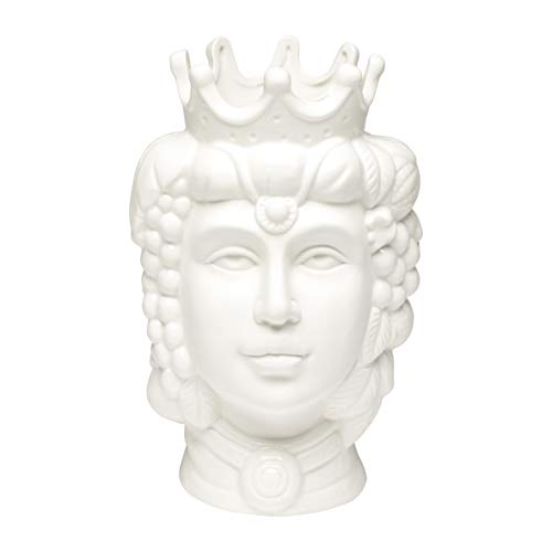 Moro Kopf aus Keramik im sizilianischen Stil, handbemalt, Monochrom, Blumentopf für Zimmerpflanzen, Designfigur, italienischer Stil, Königin, 14,5 x 14 x 22 cm von MONTEMAGGI