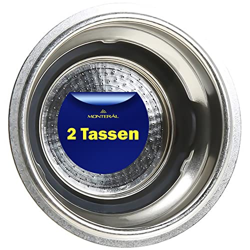 Kaffeefilter Edelstahl 2 Tasse - mit dem Originalcode 5513281001 - für DeLonghi - Passend für alle Modelle - Kaffeesieb ist Geeignet Als Siebträger Zubehör - Garantie 10 Jahre - MONTERAL von MONTERAL