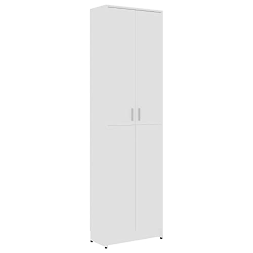 MOONAIRY Garderobenschrank, Kleiderschrank, Schrank Schlafzimmer, Schlafzimmerschrank, Mehrzweckschrank, Kellerschrank, Dachschräge Schrank, Weiß 55x25x189 cm Spanplatte von MOONAIRY