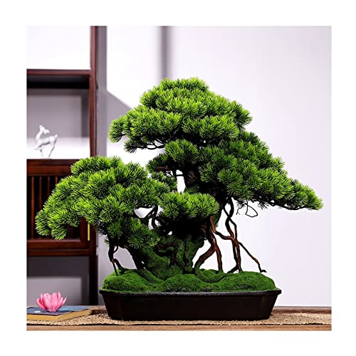 Künstlicher Bonsai-Baum Künstlicher Bonsai-Baum for den Innenbereich, groß, grün, Simulation Willkommenskiefer, Bonsai-Baum, Wohnzimmer, Büro, Desktop-Dekoration, gefälschter Baum, künstliche Bonsai-P von MOOWI