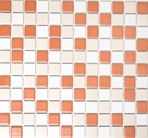 Keramik Mosaik weiß creme terracotta matt Mosaikfliese Fliesenspiegel Küche MOS18-1311 von MOSANI