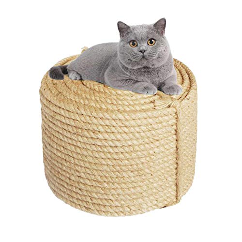 6mm Jute Seil zum Reparatur und Ersatz von Katze Kratzen Säule, Kratzbaum, Katze Kratzen Pad/Matte/Kicker Spielzeug, Rohr/Treppe/Reifen Verpackung, Zuhause Dekoration, 6mm*100m, Beige von MOUHIV