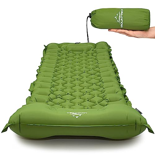 MOUNTREX Isomatte - Outdoor, Camping Luftmatratze - Ultraleicht & Kleines Packmaß (700g) - Aufblasbare Matratze, Schlafmatte mit Fußpumpe - Faltbar & Koppelbar (Grün) von MOUNTREX