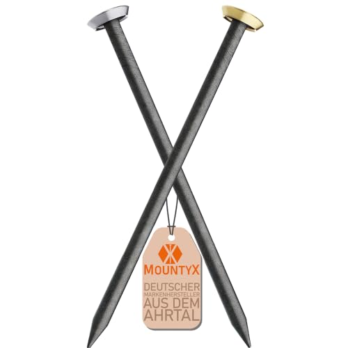 MountyX® – Bildernägel mit 25 mm Länge– Stahlnägel für den Einsatz auf Beton, Ziegelstein, Putz & Holz – Made in Europe (Silberner Kopf, 30 Stück) von MOUNTYX