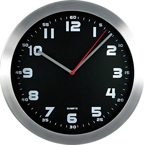 MPM Quality Wanduhr aus Metall in modernem Design, Weiß, Quarz-Schrittmotor, Aluminium und Glas, 295 x 295 x 43 mm, für Wohnzimmer, Schlafzimmer, Küche, Büro, Café, Restaurant, Bar oder Hotel von MPM Quality