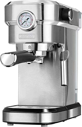 MPM MKW-08M 20 bar Espresso- und Cappuccinomaschine, Milchaufschäumer, Tassenwärmer, Edelstahl, 1,2L abnehmbar, 1350W, Silver von MPM