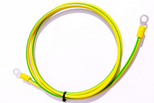 Erdungskabel Erdungsleitung Grün Gelb 6mm² mit Ringkabelschuh Öse isoliert für Netzwerkschrank Serverschrank, Größe: 325mm von MPS-Contact