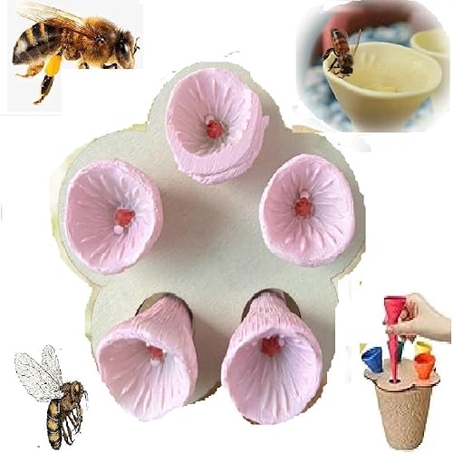 Bienen Insekten Trinkbecher, Bee Insect Drinking Bee Cups für Bienen Trinken Insect Feeder Bienenbecher, durstige Bestäuber brauchen ein Getränk, Bienentränke für den Garten (Rosa) von MQLAE