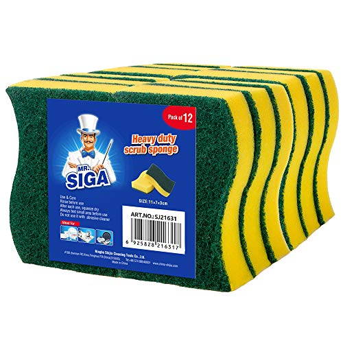MR.SIGA Putzschwamm Spülschwamm Küchenschwamm Zweiseitig Reinigungsschwamm Fleckenentferner Pad, 12 Stück, Größe: 11 x 7 x 3cm von MR.SIGA