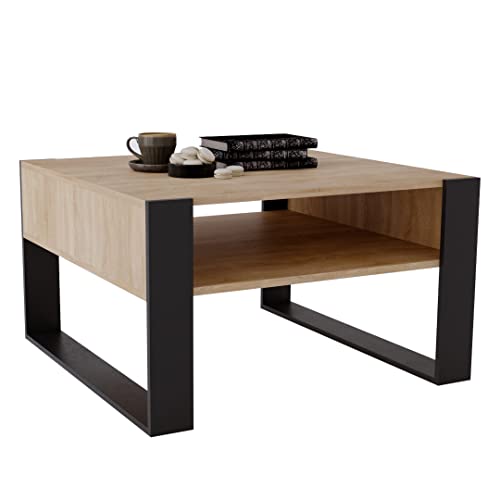 MRBLS Couchtisch – modernes rustikales Design – Wohnzimmer-Tisch Beistelltisch Kaffeetisch Sofatisch Teetisch aus Holz (Eiche - Schwarz Matt) - 68 x 45 x 71,5cm (B/H/T) von MRBLS_HOME