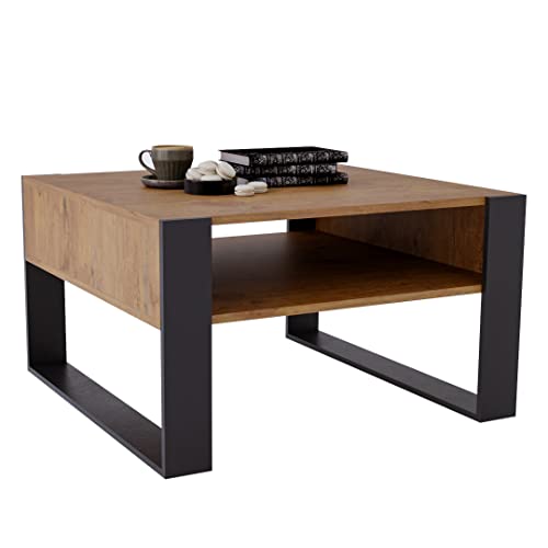 MRBLS Couchtisch – modernes rustikales Design – Wohnzimmer-Tisch Beistelltisch Kaffeetisch Sofatisch Teetisch aus Holz (Retro Eiche - Schwarz Matt) - 68 x 45 x 71,5cm (B/H/T) von MRBLS_HOME