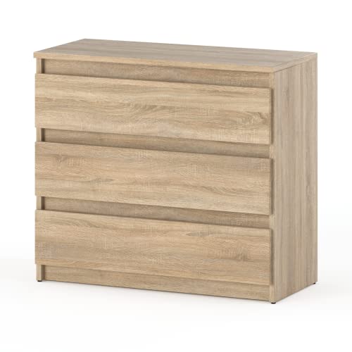 MRBLS Kommode mit 3 Schubladen Sideboard Schubladenschrank Kleiderschrank Modern Möbel mit Schubladen für Ihr Schlafzimmer (Sonoma) – 80 x 71,5 x 33,5 cm (B/H/T) von MRBLS_HOME