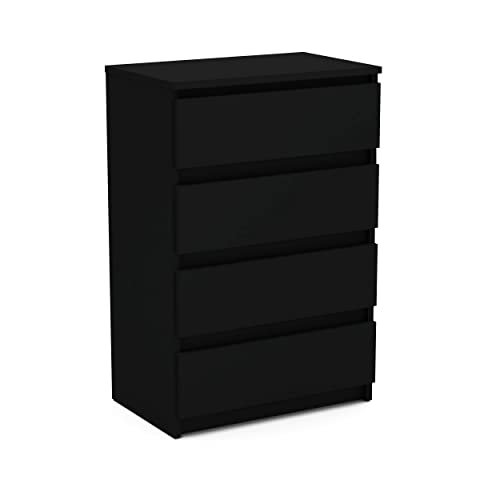 MRBLS Kommode mit 4 Schubladen Sideboard Schubladenschrank Kleiderschrank Modern Möbel mit Schubladen für Ihr Schlafzimmer (Schwarz Matt) – 60 x 92,5 x 30 cm (B/H/T) von MRBLS_HOME
