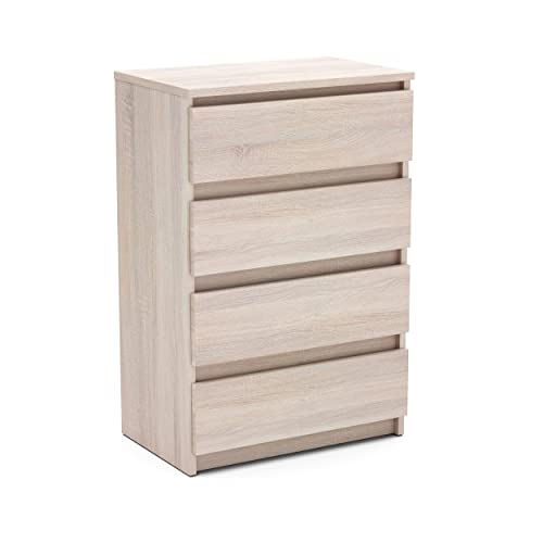 MRBLS Kommode mit 4 Schubladen Sideboard Schubladenschrank Kleiderschrank Modern Möbel mit Schubladen für Ihr Schlafzimmer (Sonoma) – 60 x 92,5 x 33,5 cm (B/H/T) von MRBLS_HOME