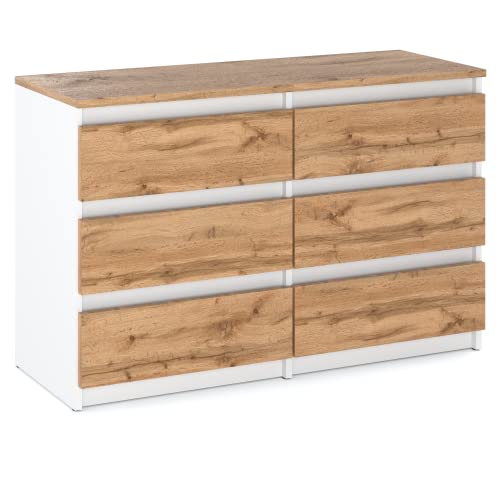 MRBLS Kommode mit 6 Schubladen Sideboard Schubladenschrank Kleiderschrank Modern Möbel mit Schubladen für Ihr Schlafzimmer (Weiß Matt - Wotan) – 100 x 71,5 x 33,5 cm (B/H/T) von MRBLS_HOME