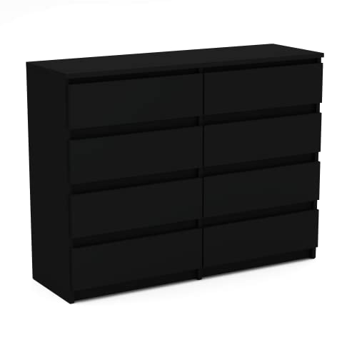 MRBLS Kommode mit 8 Schubladen Sideboard Schubladenschrank Kleiderschrank Modern Möbel mit Schubladen für Ihr Schlafzimmer (Schwarz Matt) – 120 x 92,5 x 33,5 cm (B/H/T) von MRBLS_HOME